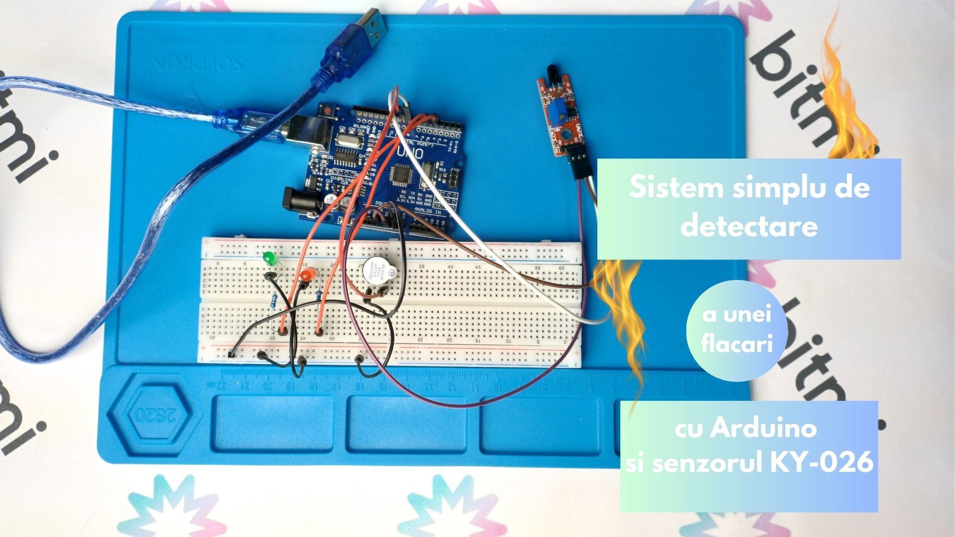 Sistem simplu de detectare a unei flacari cu Arduino si senzorul KY-026