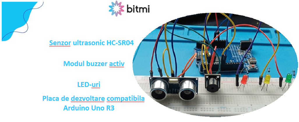 Realizarea unui sistem de monitorizare a distantei cu avertizare luminoasa si acustica