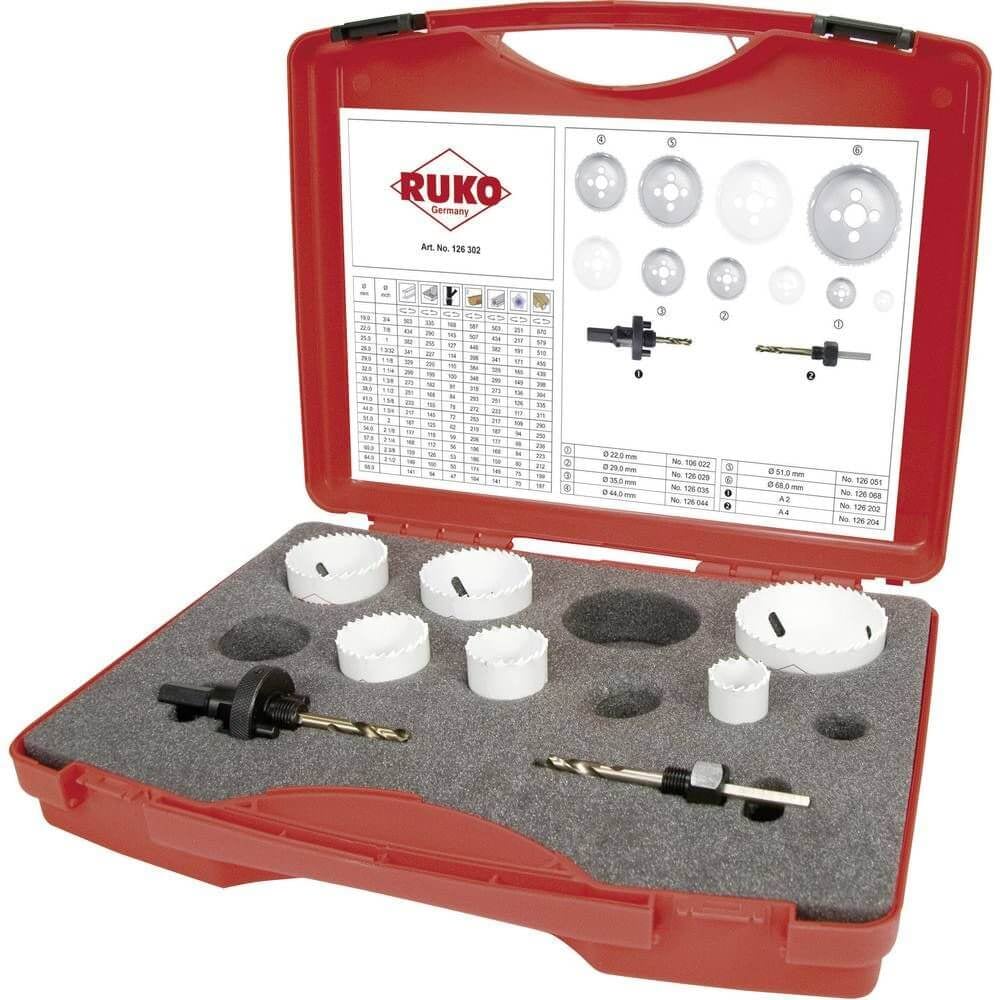 Set de 8 carote HSSE-Co Ruko 126302, 22-68 mm  ²