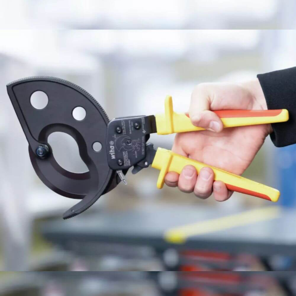 Cleste tip foarfeca cu clichet pentru taiat cabluri electrice mari 62 mm, Wiha 46675 [3]