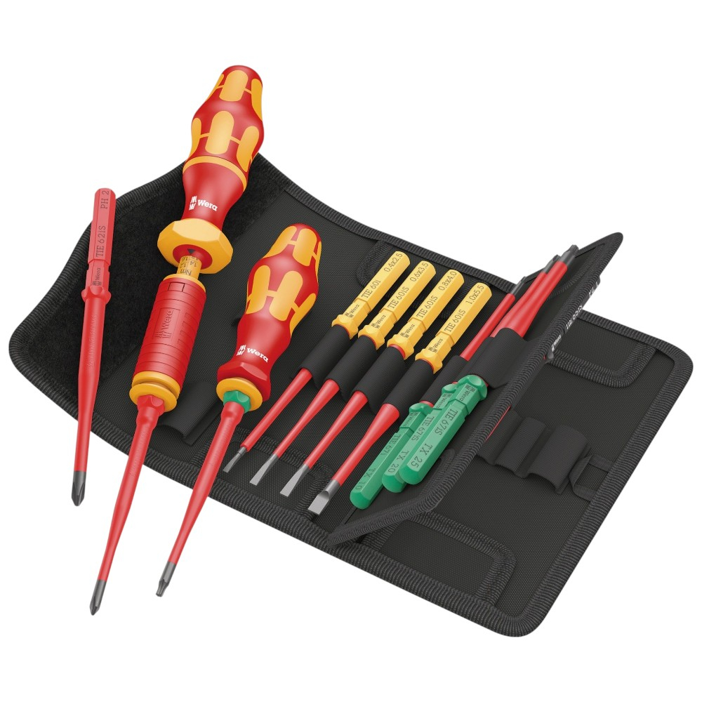 Set VDE Extra Slim 16 piese:  2x maner + 14x corp surubelnita - Torque Wera 05006609001