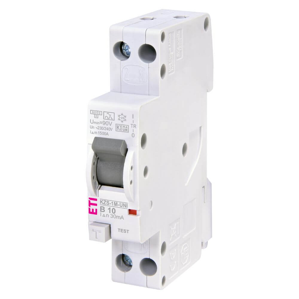 Diferential RCBO KZS-1M-UNI 1p+N A B10 0.03 - ETI 002176022