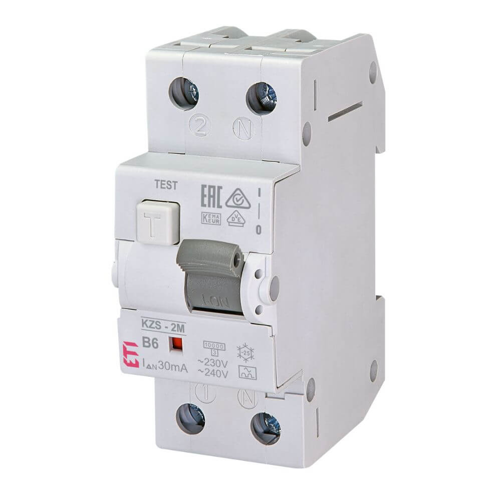 Siguranta automata cu protectie diferentiala RCBO KZS-2M A B6 0.03 ETI 002173201