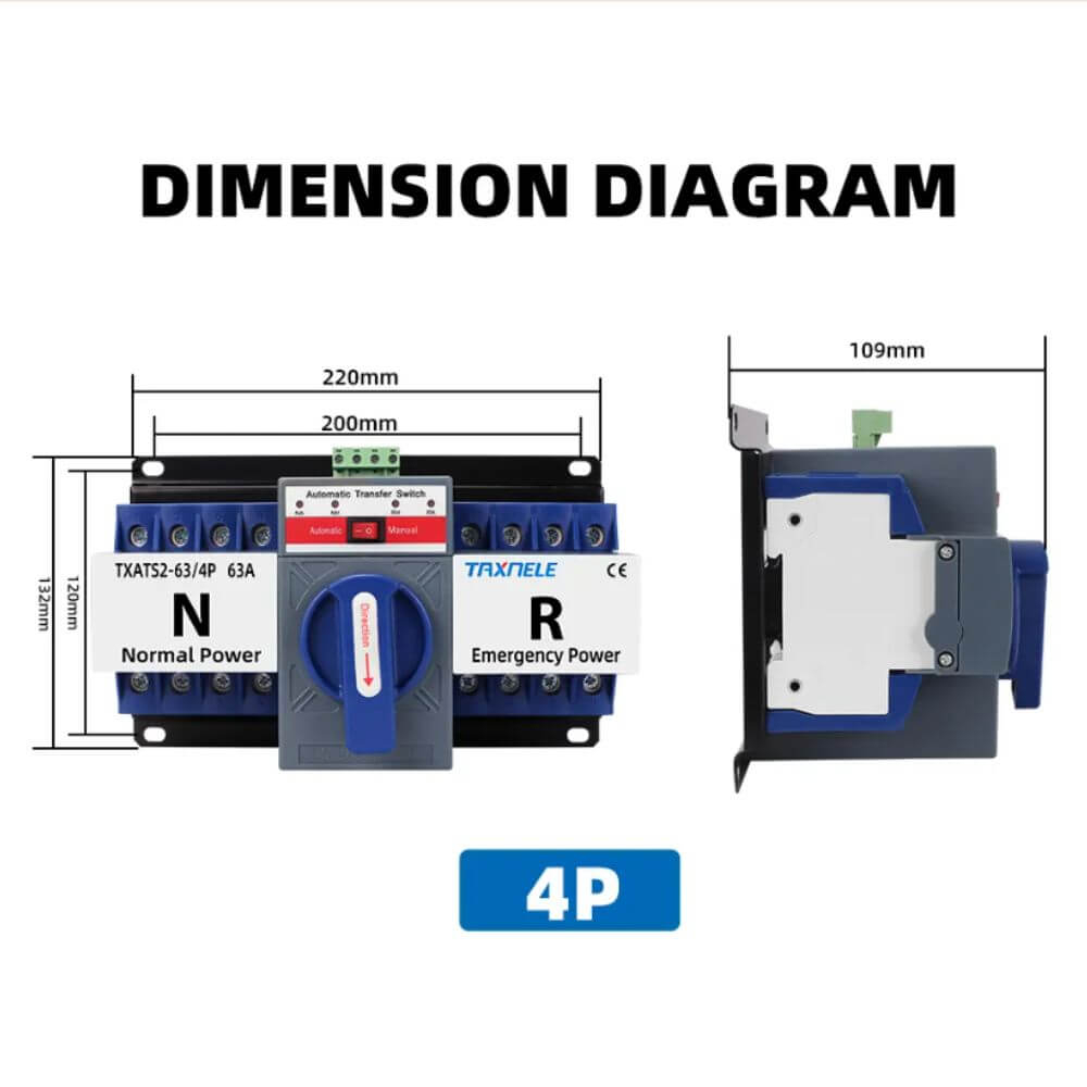 Comutator de transfer automat ATS retea/generator - Taxnele TXATS2-63A-4P [2]