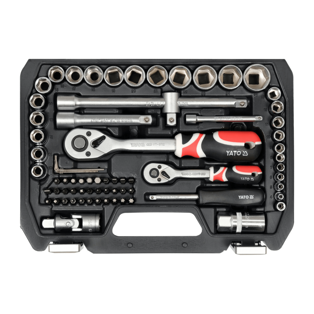 Set 72 piese chei tubulare si biti 1 4   si 1 2   Yato YT-38782