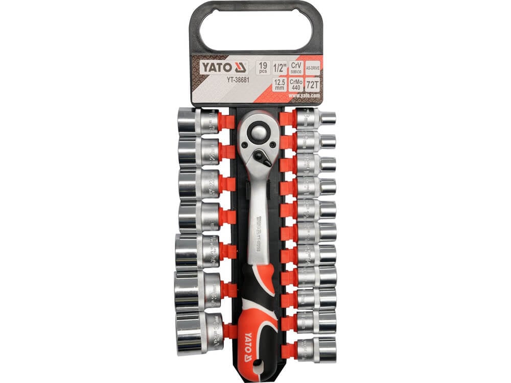 Set 19 piese tubulare 10-32 mm Yato YT-38681 1 2   din otel CrV