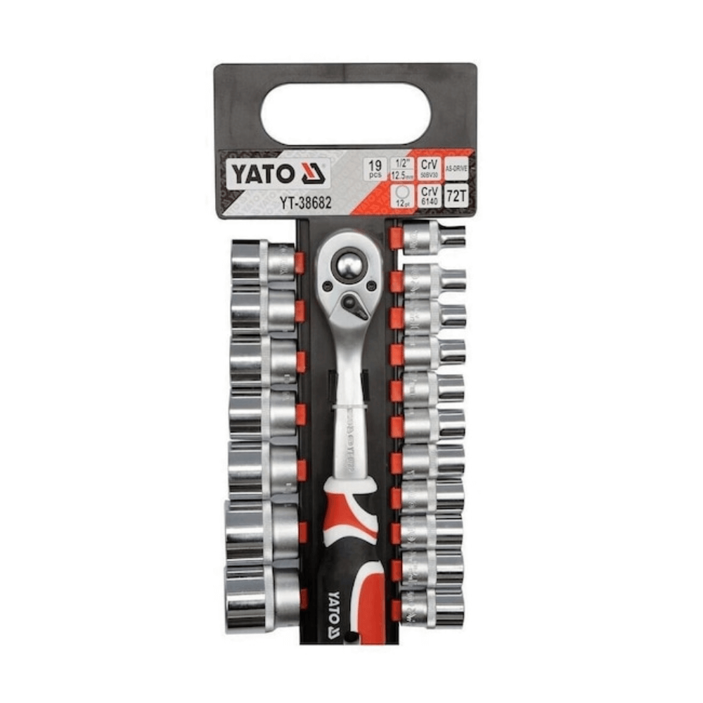 Set 19 piese tubulare 12 laturi cu antrenor 1/2" Yato YT-38682 [1]
