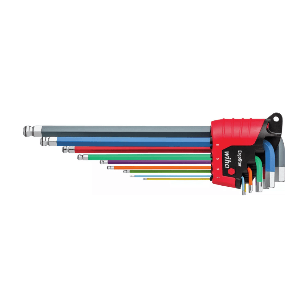 Set cu 9 chei imbus hexagonale din otel 1.5-10mm Wiha 43850