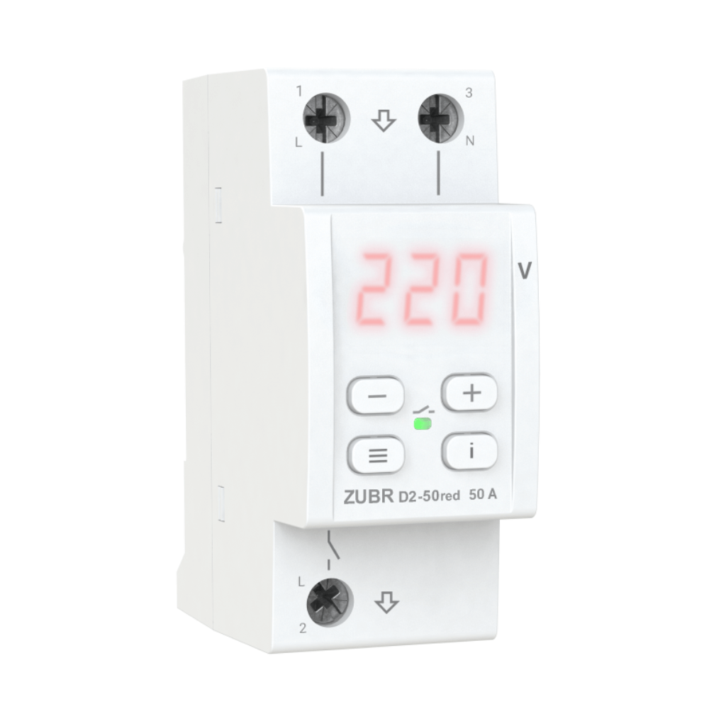 Releu protectie tensiune ZUBR D2-50 Red 50A monofazat 230V TrueRMS