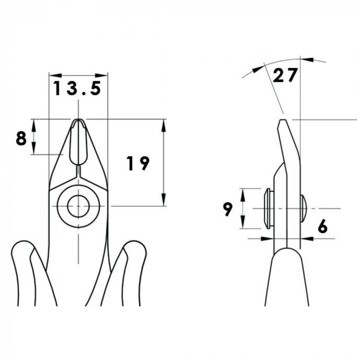 Cleste de precizie cu tais inclinat, 2.05mm, Pierciagomi TR 58 [2]