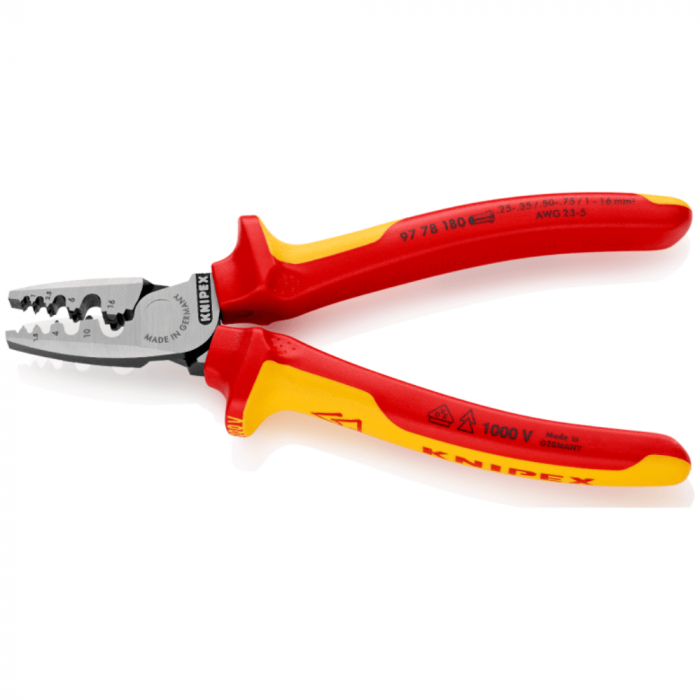 Cleste sertizare ferule, 0.25 - 16 mm², izolat VDE, Knipex 97 78 180 [2]