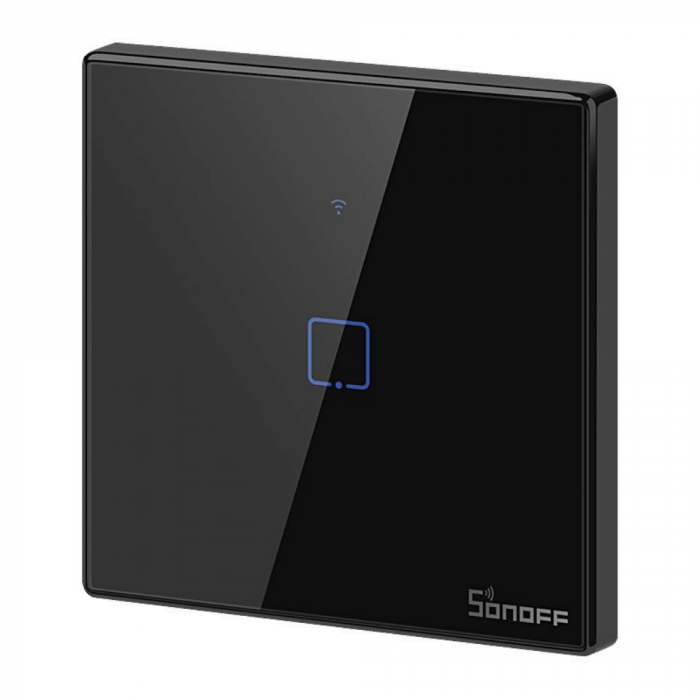 Intrerupator smart cu touch, Wifi + RF, 1 canal, negru, 433MHz, Sonoff T3EU1C-TX [2]