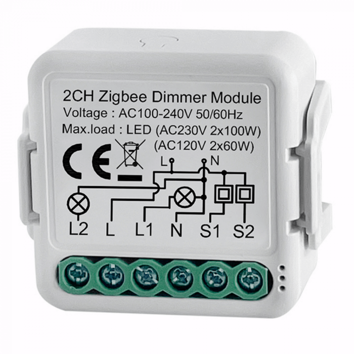 Comutator Smart pentru sisteme de iluminat, 2 canale, Zigbee Dimmer, 220V, 2.4GHz [2]