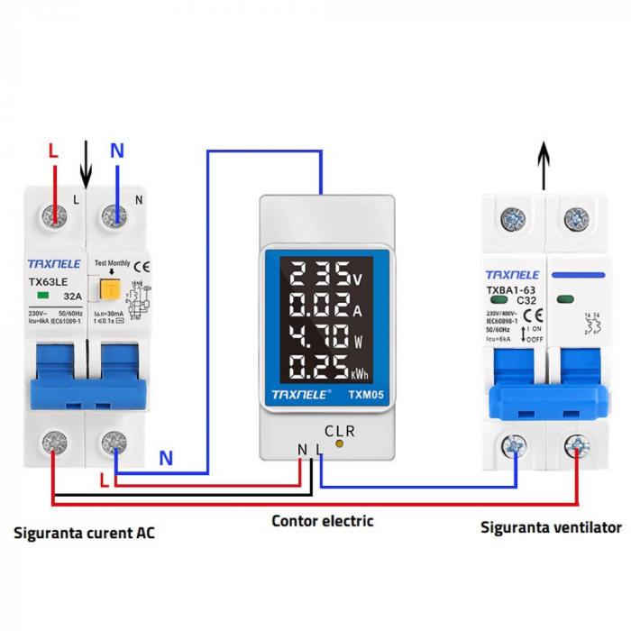 Contor electric pentru masurarea a 4 parametri, TAXNELE TXM05 [4]