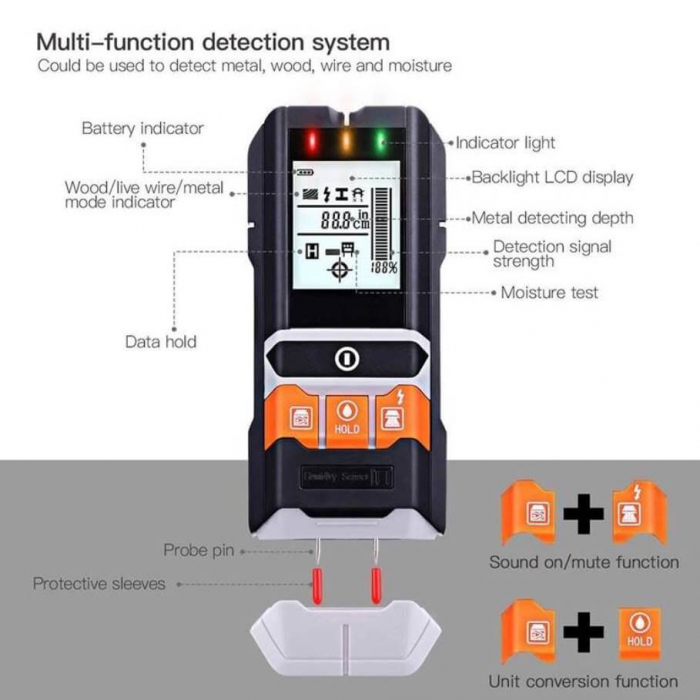 Detector de metal, lemn, cabluri si umiditate [3]