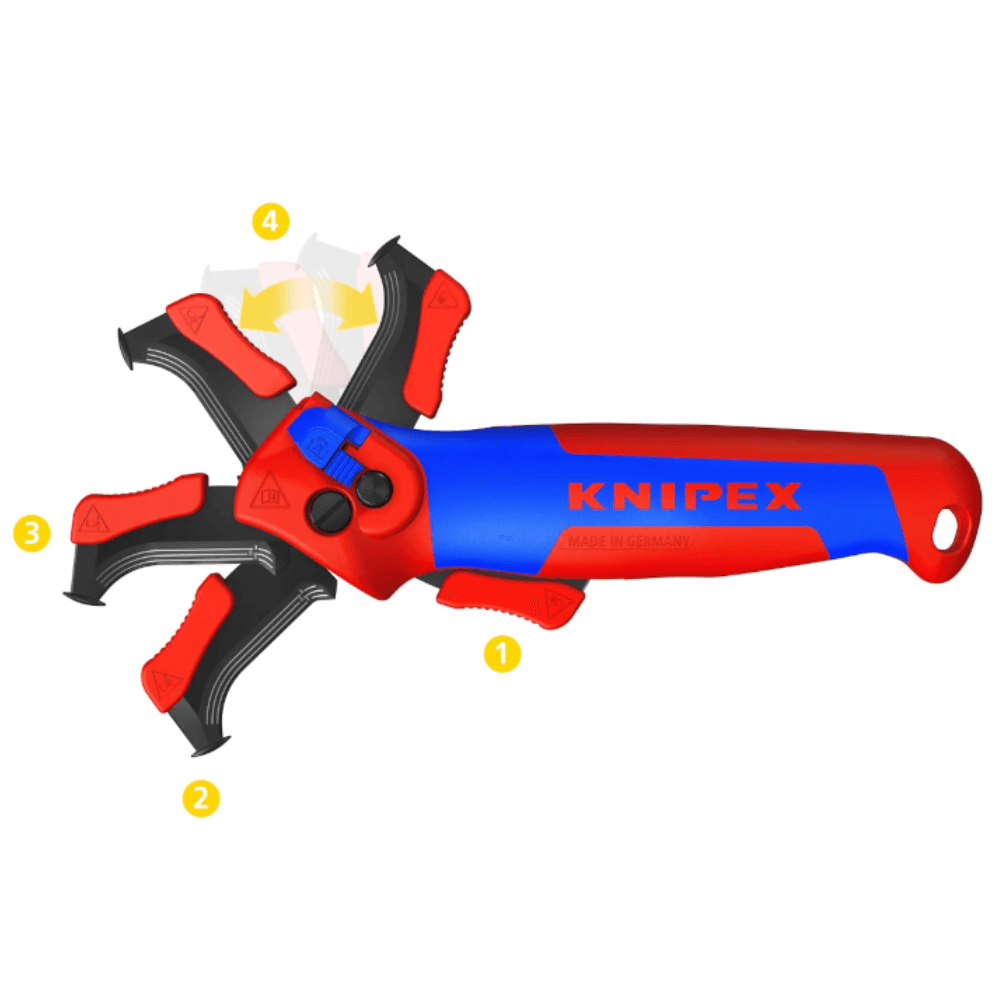 Cutit pentru dezizolarea cablurilor groase, cu sabot de glisare, Knipex 16 50 145 SB [2]