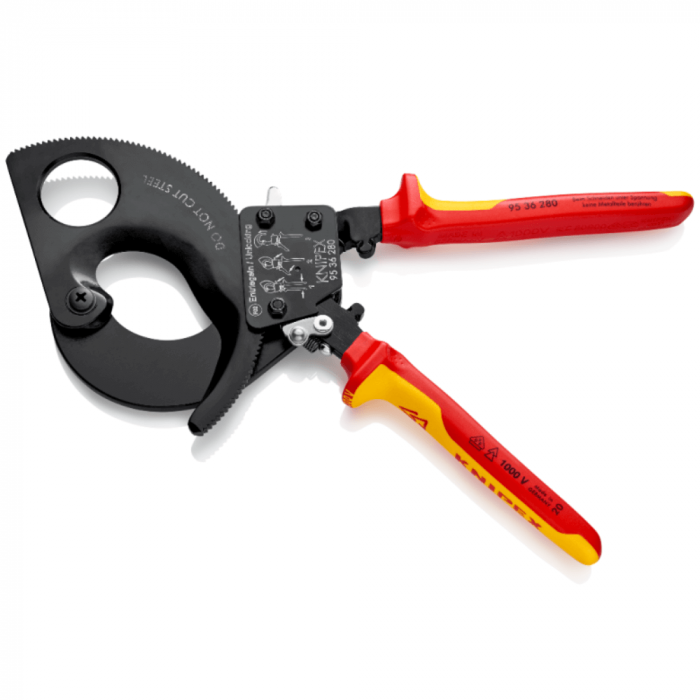 Foarfeca VDE cu clichet pentru taiat cabluri, Knipex 95 36 280 [2]