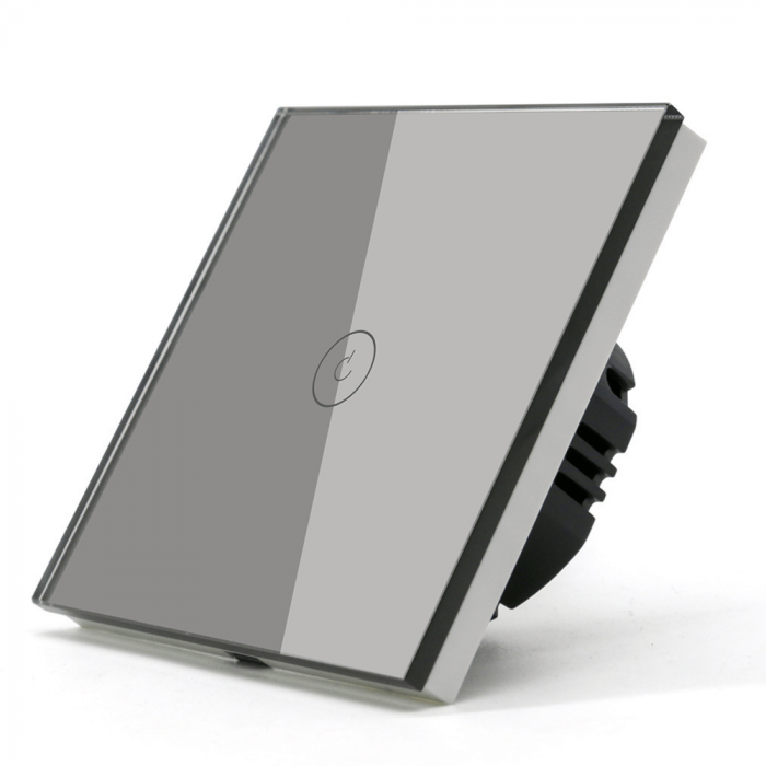 Intrerupator smart cu touch, Wifi, fara nul, 1 canal, gri, 10A, 2.4 GHz [2]