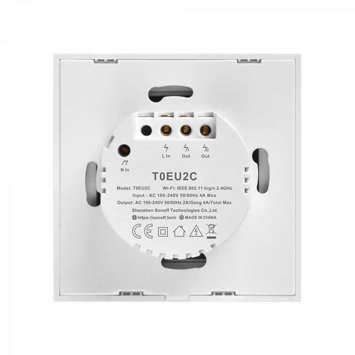 Intrerupator smart cu touch, Wifi 2.4GHz, 2 canale, 4A, Sonoff T0EU2C-TX [3]