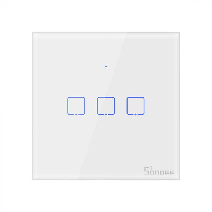 Intrerupator smart cu touch, Wifi 2.4GHz, 3 canale, 3A, Sonoff T0EU3C-TX
