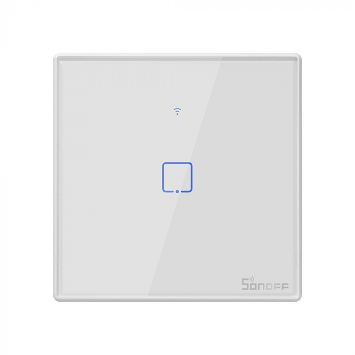 Intrerupator smart cu touch, Wifi + RF 433MHz, 1 canal, 2A, alb, Sonoff T2EU1C-TX