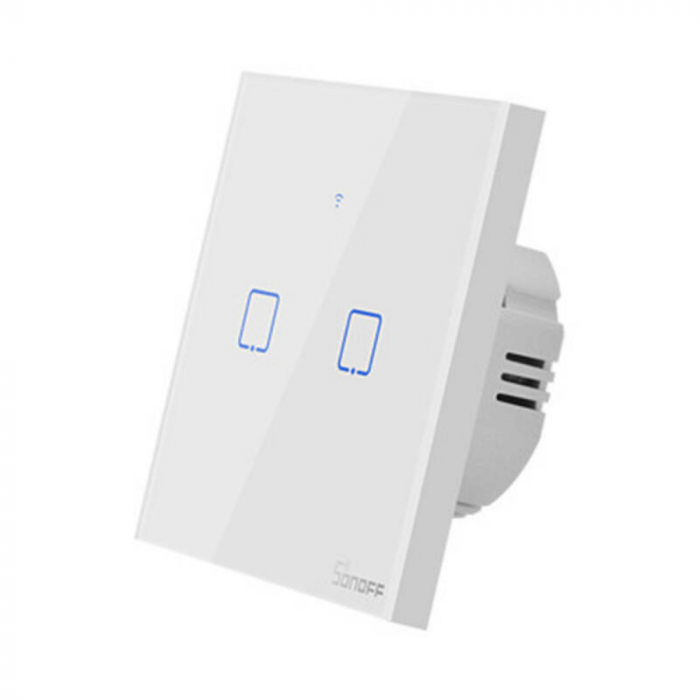 Intrerupator smart cu touch, Wifi + RF 433MHz, 2 canale, 4A, Sonoff T1EU2C-TX [2]