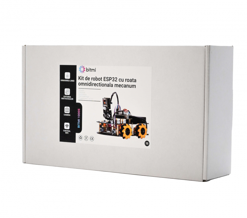 Kit de robot ESP32 cu roata omnidirectionala mecanum, Bitmi 10005 [6]
