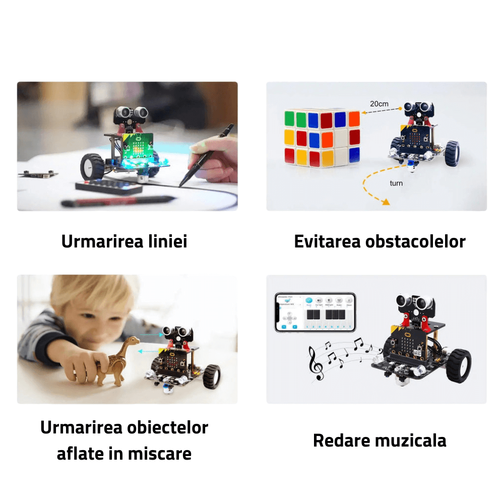 Kit robot inteligent tip masina cu IR si aplicatie pentru Micro:bit V2/V1.5, Yahboom [3]