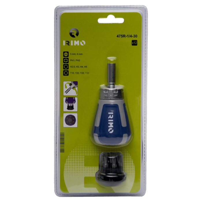 Mini surubelnita cu clichet si 6 biti varf dublu Irimo 475R-1/4-30 [4]