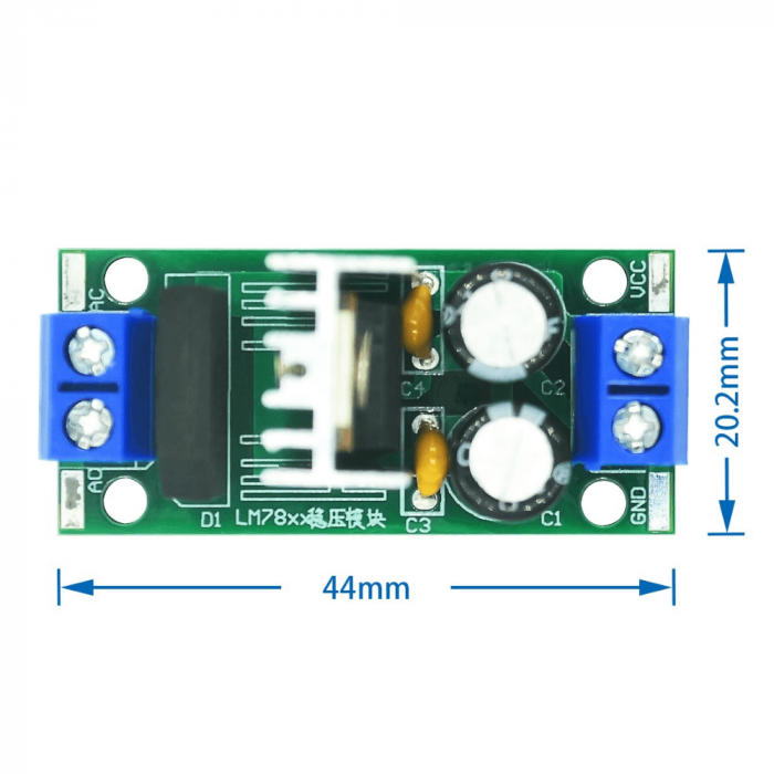 Modul stabilizator de tensiune LM7805, 5V DC, 1.5A [4]
