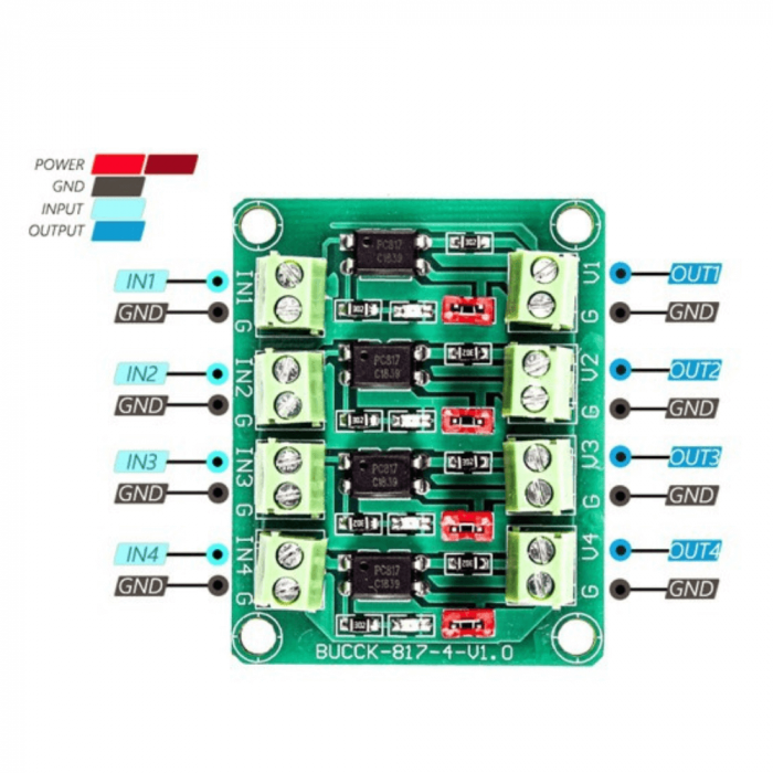 Modul convertor de nivel logic cu optocuplor PC817, 4 canale [5]