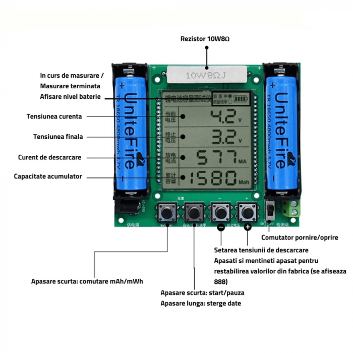 Modul XH-M239 pentru testare capacitate acumulatori 18650 [4]