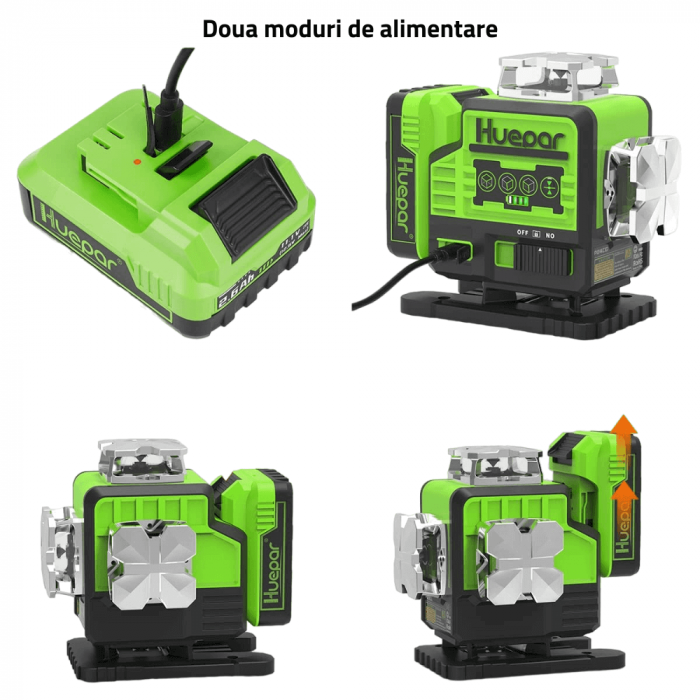 Nivela laser 16 linii cu dioda verde, Bluetooth, accesorii incluse Huepar P04CG [2]