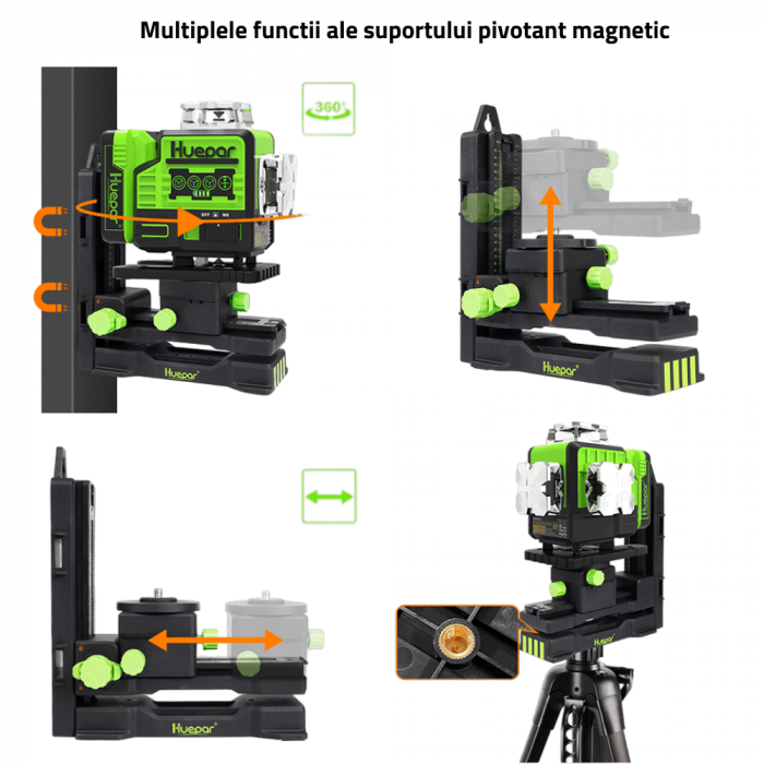 Nivela laser 16 linii cu dioda verde, Bluetooth, accesorii incluse Huepar P04CG [4]