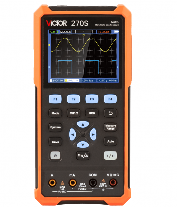 Osciloscop digital portabil 3 in 1 cu 2 canale 70 MHz Victor 270S [1]