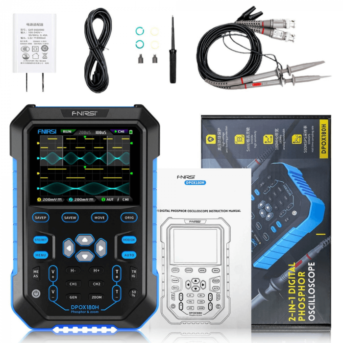 Osciloscop digital portabil cu generator de semnal, 2 canale, 500MS/s, 180MHz, Fnirsi DPOX180H [3]