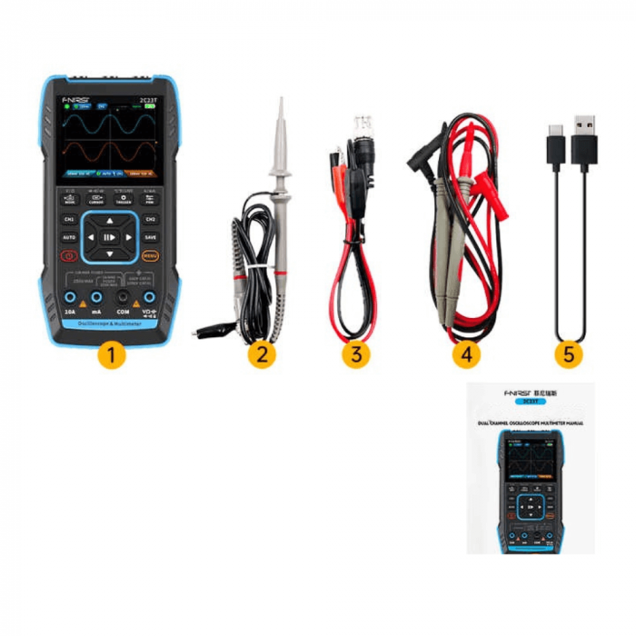 Osciloscop digital portabil 3 in 1, 2 canale, 50MS/s, 10MHz, Fnirsi 2C23T [2]