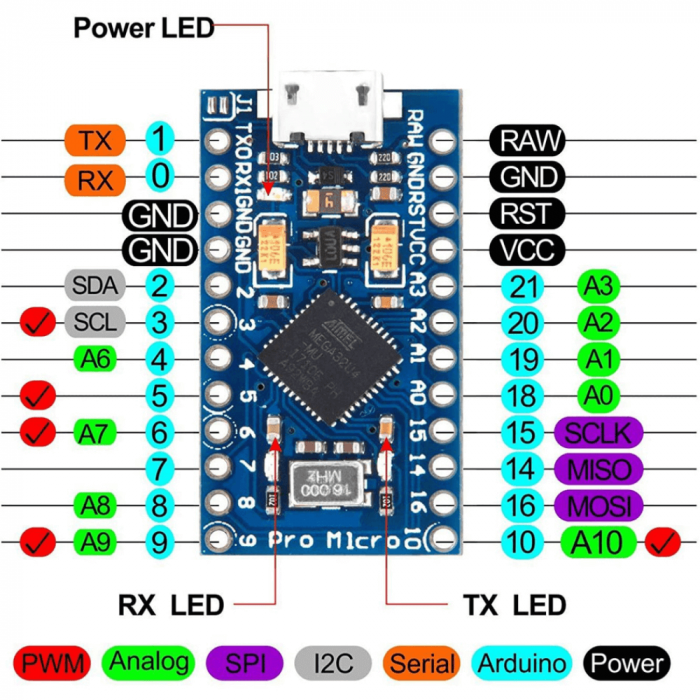 Placa de dezvoltare compatibila Arduino Pro Micro Leonardo [2]
