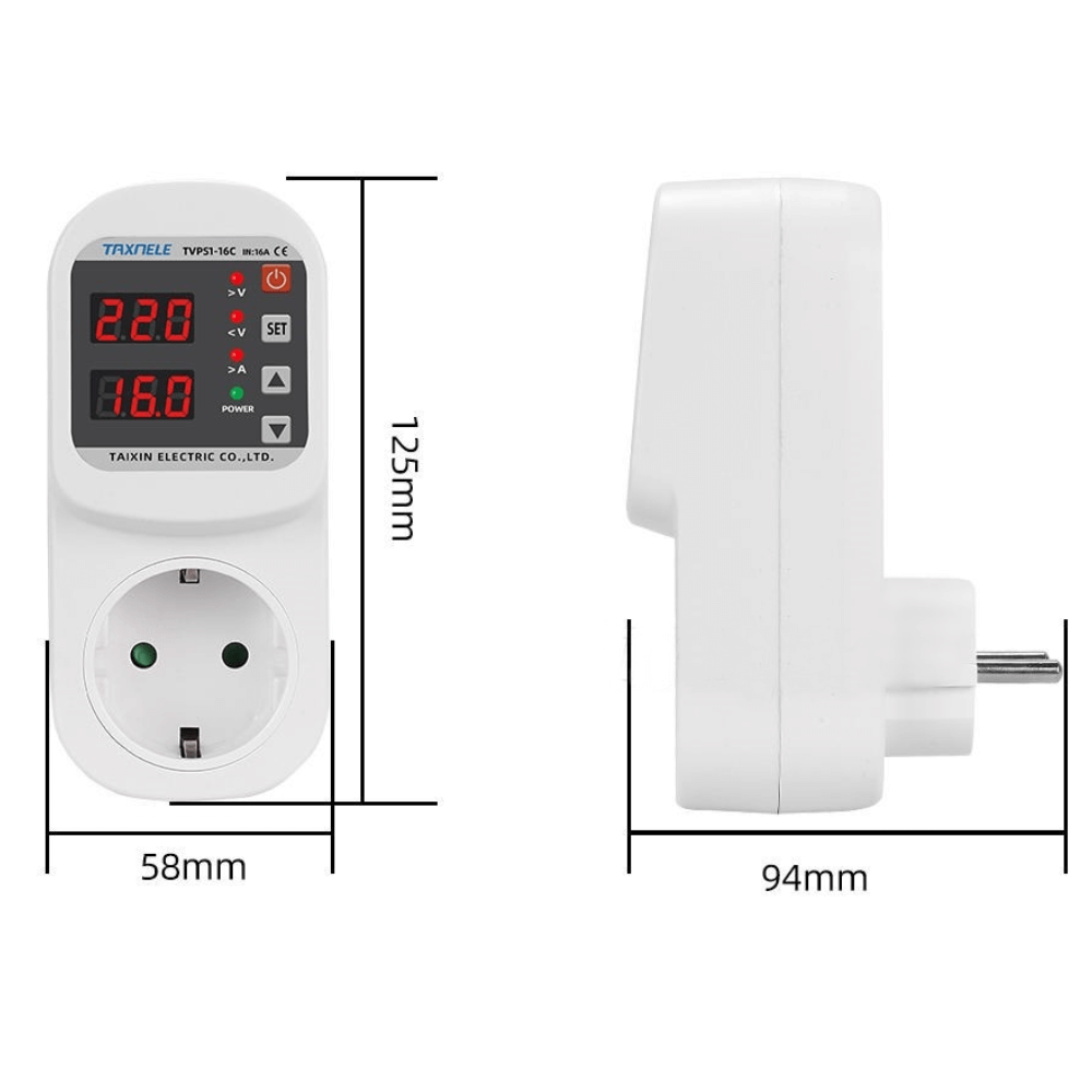 Priza cu protectie la tensiune si curent, 110-220V AC, 16A, TAXNELE TVPS1-16C [2]