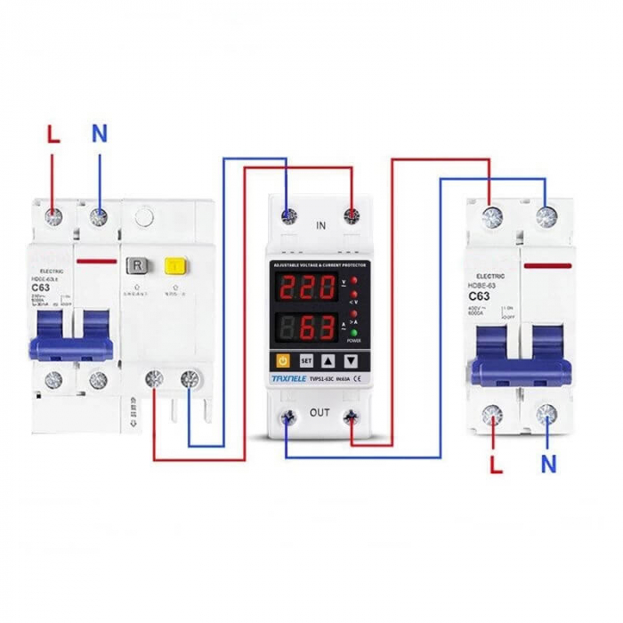Releu de protectie la tensiune si curent 220V 63A TAXNELE TVPS1-63C [5]
