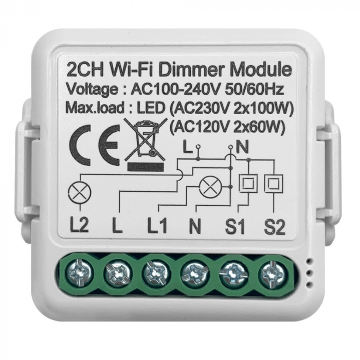 Releu Smart Pentru Sistemul De Iluminat, Wifi Dimmer, 2 Canale, 220v, 2.4ghz
