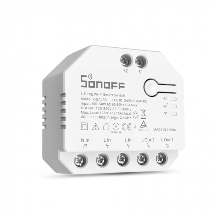 Releu Smart WiFi cu contor de energie, 2 canale, Sonoff Dual R3 [2]