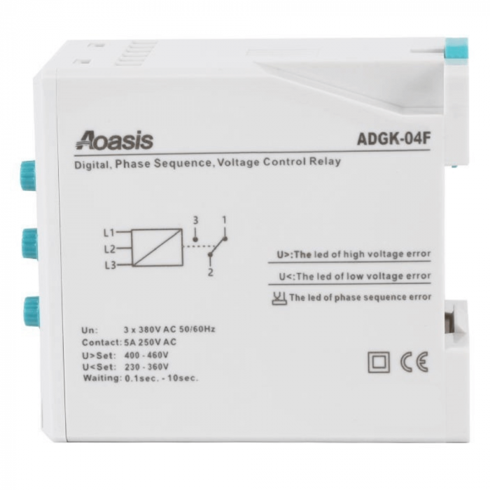 Releu trifazic de protectie la tensiune cu senzor de secventa faza integrat, 230-460V AC, ADGK-04F [3]