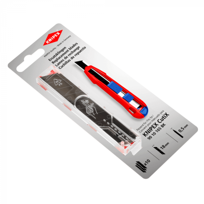 Set 10 lame de rezerva pentru cutter 90 10 165 BK, 18mm, Knipex 90 10 165 E02 [3]