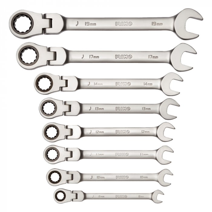Set 8 chei combinate cu clichet si cap flexibil, 8 - 19 mm, Irimo 19-8-H [2]