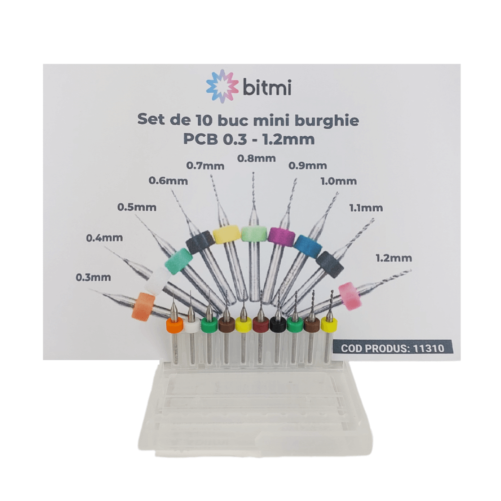 Set de 10 buc mini burghie PCB 0.3-1.2mm, Bitmi 11310