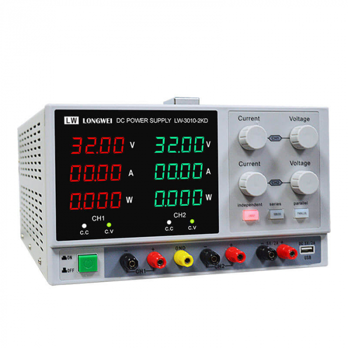 Sursa de alimentare de laborator 2x0-30V / 0-10A Longwei LW-3010-2KD [2]