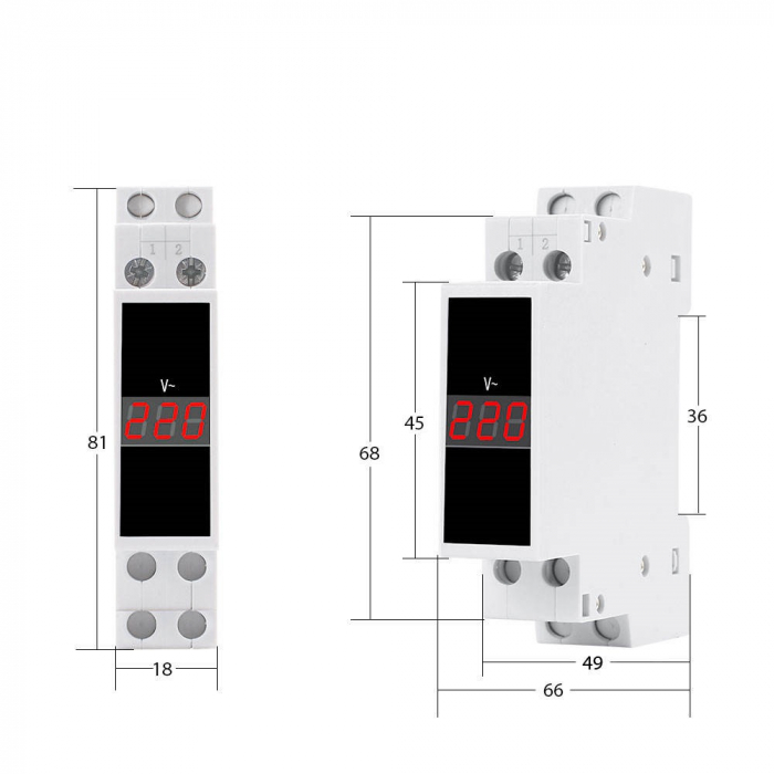 Voltmetru digital pentru sina tablou DIN, 80-500V AC, TAXNELE TX-1R [5]