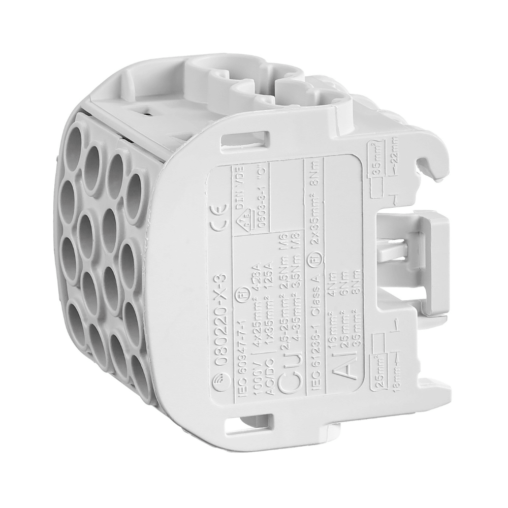 Clema derivatie izolata, Cu-Al, 1 pol, 35mmp, 4 intrari / 4 iesiri, gri, SCHRACK IKA26212-X-3 [2]