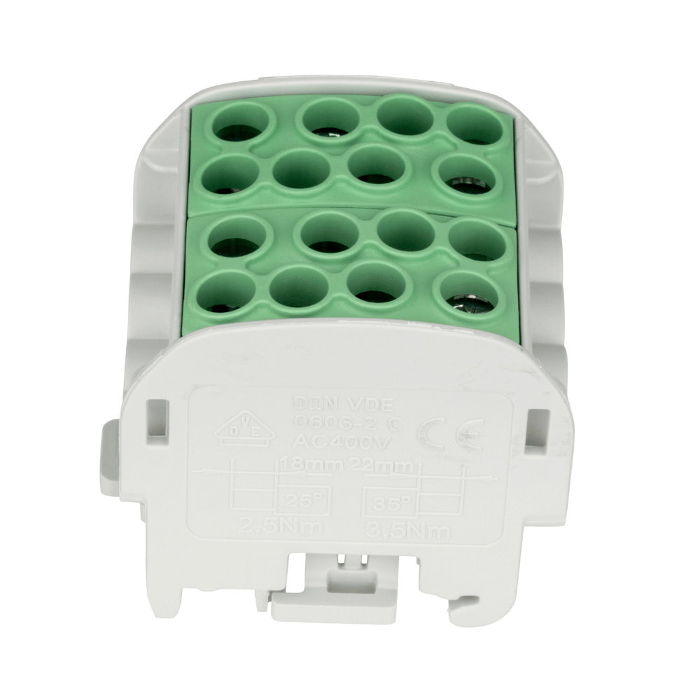 Clema derivatie izolata PE, Cu, 1 pol, 35mmp, 4 intrari / 4 iesiri, galben-verde, SCHRACK IK026232-X-4 [2]